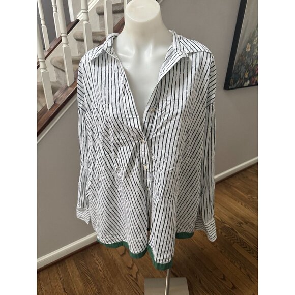 Zulu & Zephyr Paint Stripe Oversized Shirt Grey Green Size Large - Picture 2 of 3